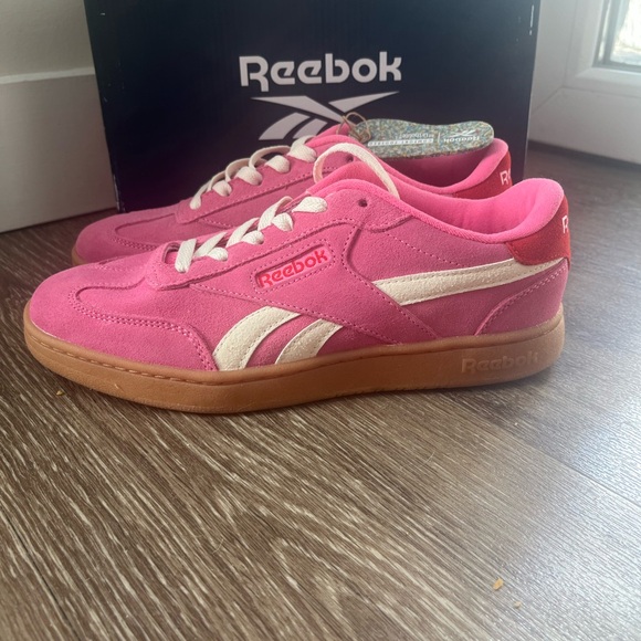 REEBOK Suede Forte Lounger Sneakers Pink Coral White Womens Size 8.5 NEW - Picture 6 of 11